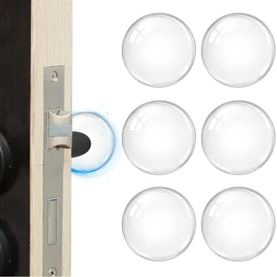 Image de Butées de poignée de porte murales extrêmement robustes, 4 cm, lot de 6, boutons de porte en caoutchouc transparent, butées de porte, butées de poignée de porte, protection murale silencieuse pour poignées de porte, portes et murs. Autocollantes.