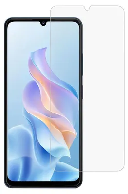 A screen protector is shown placed over a smartphone screen.