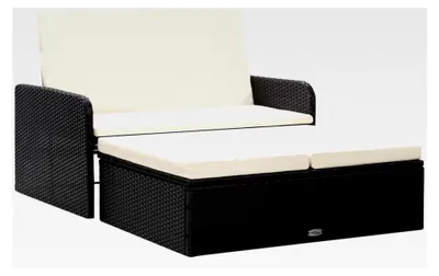 Produktbild von Gartensofa 2-Sitzer Rattan Lounge Sofa mit Liegefunktion und Stauraum