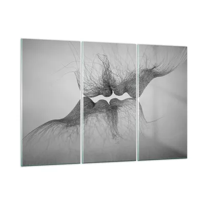 Produktbild von Bilder auf glas - 3 Teile - Kuss Liebe Paar - 105x70cm - Glasbilder - Wandbilder - Bilder - zum Aufhängen bereit - Wanddekoration aus Glas - Glas Bilder - Wandbild auf Glas - GCE105x70-4967