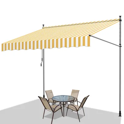 Obrázek produktu pro Jopassy markýza bez vrtání svorka markýza balkon markýza na terasu balkon 350cm bílá žlutá