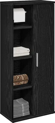 Image de Maison Exclusive - Meuble de salle de bain avec porte-rouleau Noir 39x22x90 cm