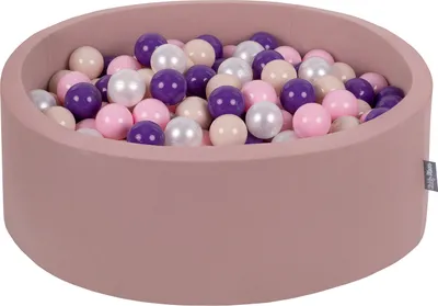 Zdjęcie produktu dla KiddyMoon suchy basen okrągły z piłeczkami 7cm wrzosowy: pastelowy beż-pudrowy róż-perła-fiolet 90x30cm/200piłek zabawka basen piankowy
