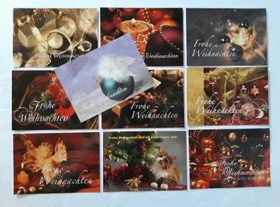 Produktbild von Ansichtskarten Weihnachten 10er, Postkarten Engel Kerze Weihnachtsmann Grußkarte