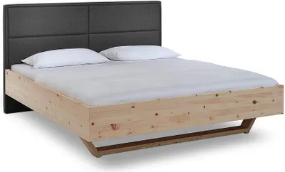 Produktbild von Bett Luganox aus Zirbe massiv 180x200 cm mit Stoffkopfteil