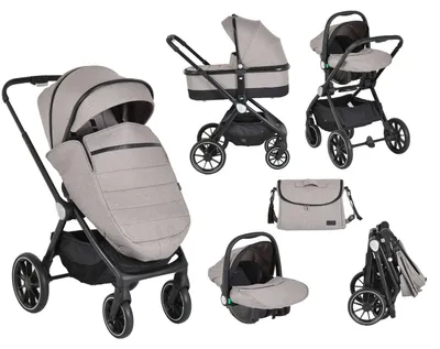 Produktbild von Cangaroo Christiano Beige 3-in-1 Kinderwagen inkl. i-Size Autositz 110920
