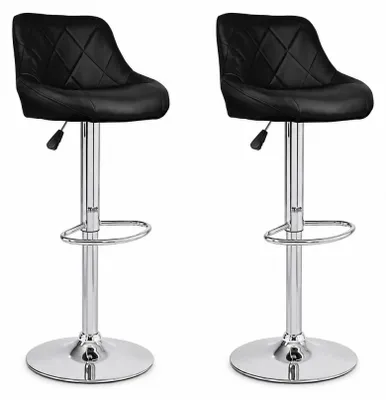 Image de Aga Lot de deux tabouret de bar noir, hauteur réglable, assisse rembourrée, MR2000Black-2