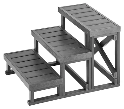Obrázek produktu pro SucceBuy, třípatrové schodiště pro vířivky, karavany a bazény, s 70 cm širokými schody, ideální pro terasy a zahrady, s protiskluzovou povrchovou úpravou, nosnost až 160 kg, odolné povětrnostním vlivům