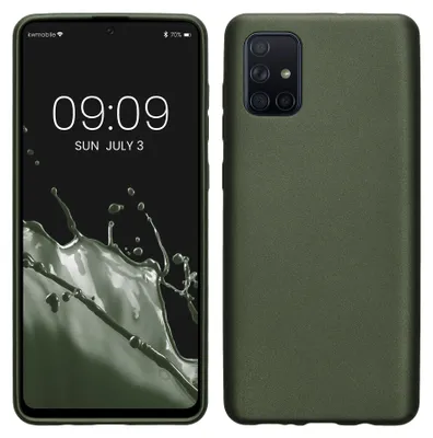 Produktbild von kwmobile Handyhülle für Samsung Galaxy A71 Hülle - Silikon Case metallisch schimmernd - Schutzhülle Cover - Metallic Tannengrün