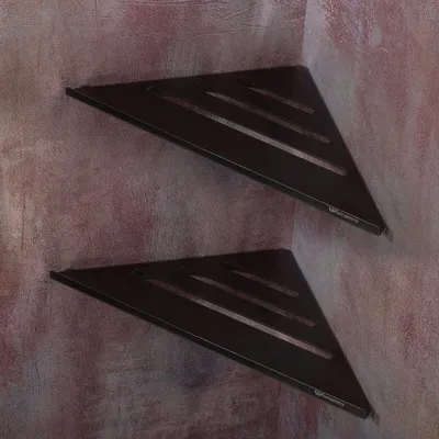 Image de Étagère d'angle noire, lot de 2, étagère de salle de bain, 30 x 19,5 cm, en acier inoxydable brossé