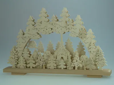 Obrázek produktu pro Svíčkový oblouk s kostelíkem Seiffen a osvětlením ŠxVxH 50x31x7cm NOVINKA