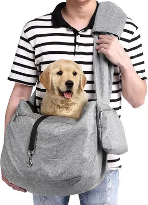 Productafbeelding van Huisdier Schoudertas - Draagdoek Hond - Buiten Reizen - Handsfree Ontwerp - 35 cm Breed - Grijs