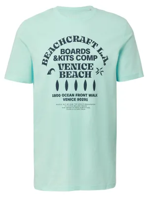 Produktbild von s.Oliver T-Shirt aus Baumwolle mit Frontprint, Regular Fit und Rippblende für Casual-Looks