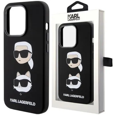 Produktbild von Karl Lagerfeld Liquid Silicone Karl and Choupette Heads Case für iPhone 15 Pro Max schwarz