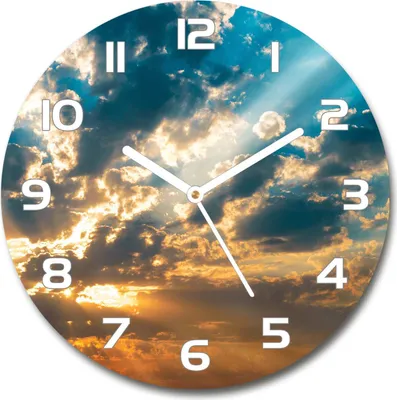 Produktbild von Wanduhr aus Glas 30fi Glasbild Glasuhr Gehärtetes Glas - weisse-zeiger - Sunset sky
