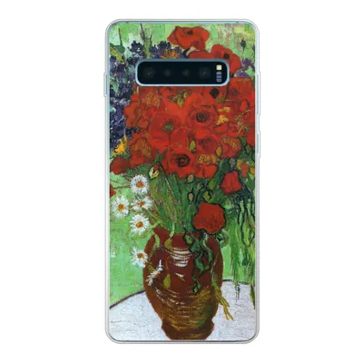 Produktbild von MuchoWow® Handyhülle Schutzhülle Hülle für Samsung Galaxy S10 Plus Vase mit roten Mohnblumen und Gänseblümchen - Vincent van Gogh Silikon Softcase Handy Hülle - Schutzhülle
