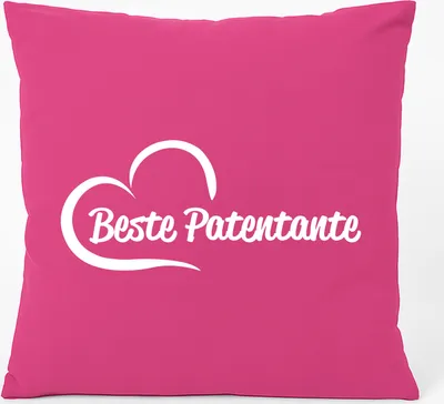 Produktbild von Huuraa Kissen Beste Patentante Herz 40x40cm mit Füllung Fuchsia Baumwolle Dekokissen Geschenkidee