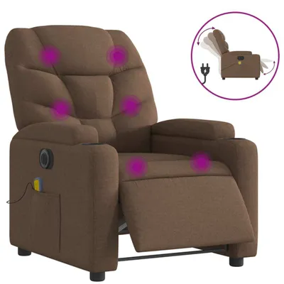 Image de vidaXL Fauteuil de massage électrique Marron Tissu
