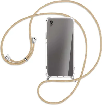Produktbild von Handykette Backcover-Schutzhülle mit Band (Metall silberfarben) für Sony Xperia XA1 Ultra - caramel