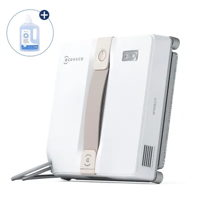 Produktbild von ECOVACS WINBOT Mini Fensterputzroboter mit 1L Original Fensterreinigungsflüssigkeit, 9-Stufen-Schutzsystem, 4 Reinigungsmodi, Anti-Rutsch-System, Weiß