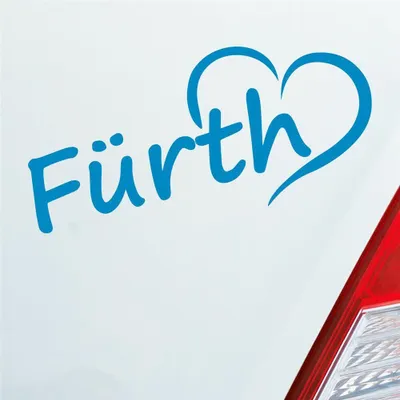 Produktbild von Auto Aufkleber Fürth Herz Stadt City Liebe Love Heimat 17x8 cm Hellblau Sticker Heckscheibenaufkleber