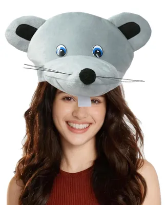 Maus-Kostümhut mit Ohren und Schnurrhaaren, grau, für Erwachsene