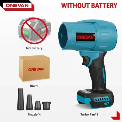Obrázek produktu pro Akumulátorový foukač listí – Turbo Blower – 300 000 ot./min – bezkartáčový motor – bezdrátový, kompatibilní s 18 V – bez akumulátoru – na odstraňování sněhu a prachu