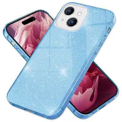 Obrázok produktu pre Glitter Case pre iPhone 15 Hybrid Bling Case Silicone Mobile Phone Case Protection Bag Blue