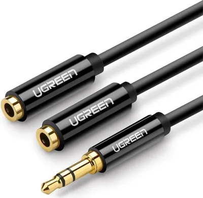 Produktbild von Ugreen 3,5-mm-Kopfhörer-Splitter-Miniklinke AUX, 25 cm - Schwarz