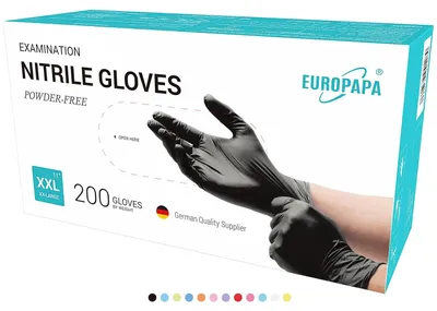 Produktbild von Nitrilhandschuhe XXL, Schwarz, puderfrei, latexfrei, 200 Stück, Untersuchungshandschuhe