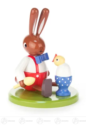 Produktbild von Ostern & Frühjahr Hase sitzend mit Eierbecher groß  Breite x Höhe x Tiefe 11 cmx14,5 cmx11 cm NEU