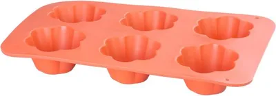 Produktbild von Form MagicHome, zum Backen, für 6 Muffins, Silikon, Blumenmuster, rot, 28,6x17,2 cm