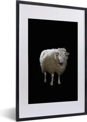 Produktbild von MuchoWow® Gerahmtes Poster Schafe - Nutztiere - Schwarz 40x60 cm - Poster mit Schwarzem Bilderrahmen Wandposter Rahmen Foto Bilder - Poster in Rahmen