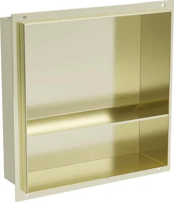 Produktbild von Mexen X-Wall-NR Nischenregal ohne Flansch mit Regal 30 x 30 cm, gebürstetes Gold - 1951303010S