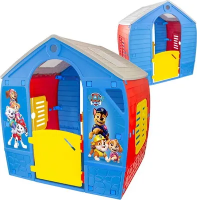 Immagine prodotto di Mochtoys | Casetta Happy House - 102x88x108 cm - colorata - per bambini da 12 mesi - con porte e finestre
