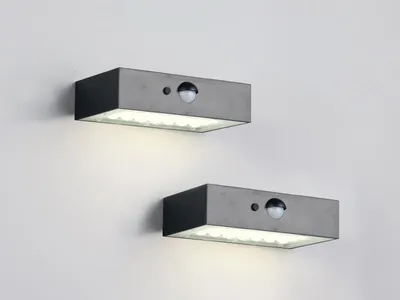 Produktbild von 2er Set Solar Wandleuchte außen mit Bewegungsmelder, Terrassenlampe wetterfest