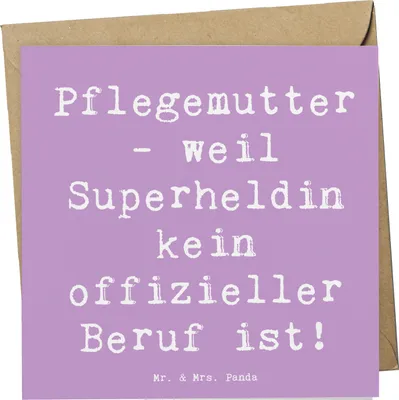 Produktbild von Mr. & Mrs. Panda Grußkarte Spruch Pflegemutter Superheldin - Lavendeltraum - Geschenk, Handarbeit, herzerwärmende Sprüche, Erziehung, Pflegekind, Hingabe, Klappkarte
