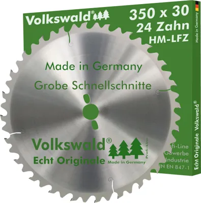 Produktbild von Volkswald ® HM-Sägeblatt LFZ 350 x 30 mm Z= 24 für Tischkreissägen Wippkreissägen Brennholzsägen für Naturholz Brennholz Massivholz Hartholz