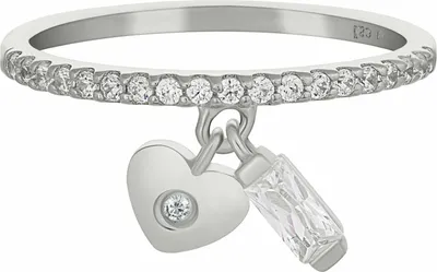 Produktbild von cai Ring 925 Silber rhodiniert mit Anhängern Herz Zirkonia
