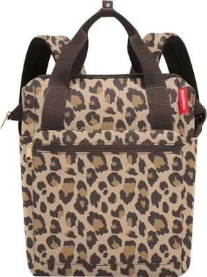 Produktbild von reisenthel allrounder Rucksack 2-in-1 leo macchiato, 12 Liter, wasserabweisendes Polyester, Hauptfach mit Reißverschluss- & Steckfächern, formstabile Bügelöffnung, Trolley-Aufsteck-Funktion, DIN A4- & handgepäcktauglich