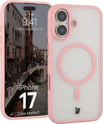 Produktbild von Handyhülle mit Magnetring für iPhone 17, Bizon Case MatteO, Getönt-Hellrosa