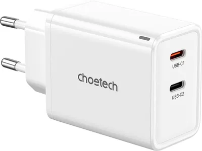Produktbild von Choetech PD6013, GaN, 2x USB-C, PD65W Netzwerkladegerät (weiß)