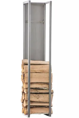 Produktbild von In And OutdoorMatch Stehendes Kaminholzregal Victoria - 120cm - Grauer Stahl - Für drinnen und draußen - Holzlager aus Stahl
