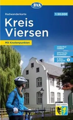 Immagine prodotto di Carta ciclistica del distretto BVA Viersen con incroci, 1:50.000, resistente agli strappi e alle intemperie, download tracce GPS, adatta per e-bike