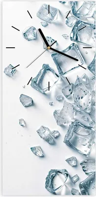 Produktbild von Wanduhr aus Glas mit Motiv Eiswürfel Haufen- 30 x 60 cm - inkl. Aufhängesystem