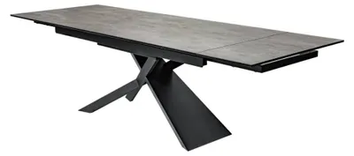 Image de Table de salle à manger STELIX – Extensible 180 à 260 cm – Structure métal et plateau en verre trempé et céramique