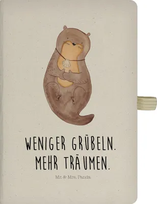 Produktbild von Mr. & Mrs. Panda Reisetagebuch Otter Muschel - Transparent - Geschenk, notizbuch, Medaillon, Büro, Seeotter, Journal, Positiv, A5, Adressbuch, Schreibheft, Kladde