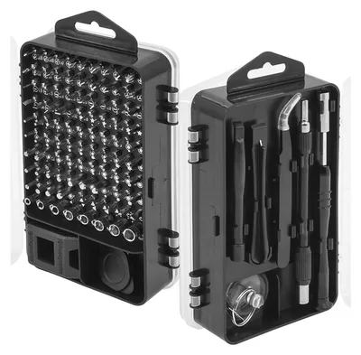 Immagine prodotto di Set cacciaviti precisione, kit professionali, kit smontaggio e riparazione per componenti elettronici, occhiali, orologio, 110 pezzi