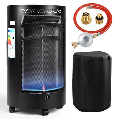 Obrázok produktu pre Prenosný plynový ohrievač Peviasot Blue Flame, 1600 W/4200 W, s regulátorom tlaku a hadicou, 4 otočné kolieska, vrátane 2 adaptérov pre zásuvky typu EÚ