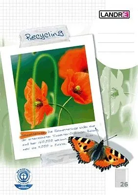 Produktbild von LANDRÉ® Schulheft Recycling Lineatur 26 kariert A4 rechts, 16 Blatt
